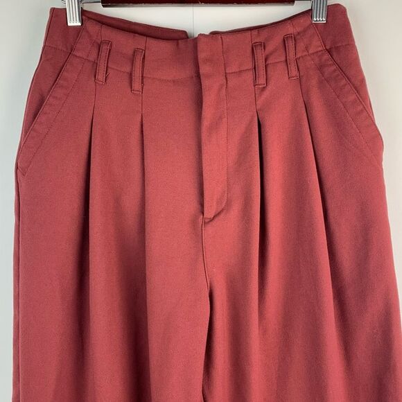 Free People Calla Burgundy Dark Red Pleated High Rise Trouser Pants Size 4 - Picture 3 of 9
